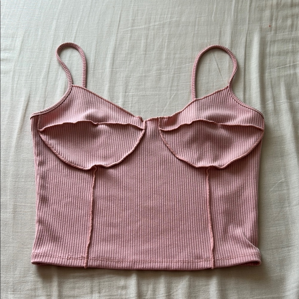 Papaya Pink Ribbed Camisole Top
